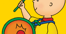 Caillou playing the drum